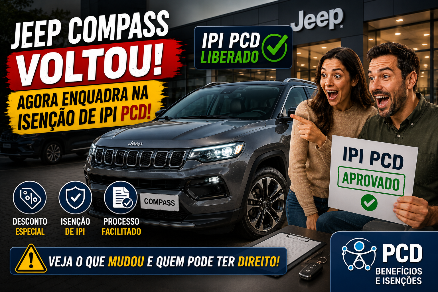 Jeep Compass volta a se enquadrar na isenção de IPI para PCD